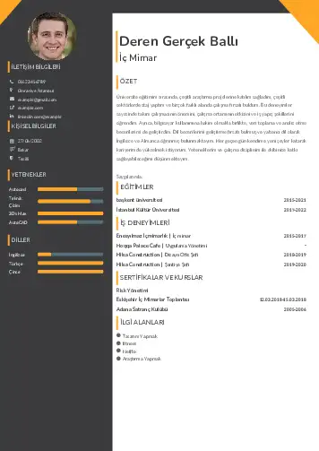 İç Mimar Cv Örnekleri cv indir